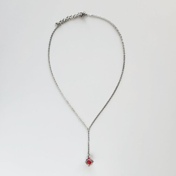 Antique red caged bead and silver rosary necklace ✦ Victorian vampire style ✦ - Picture 4 of 5